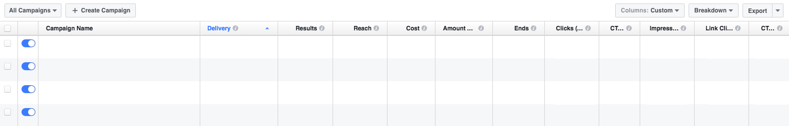 Facebook Ads Manager UI