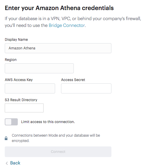 Connect Amazon Athena and Mode