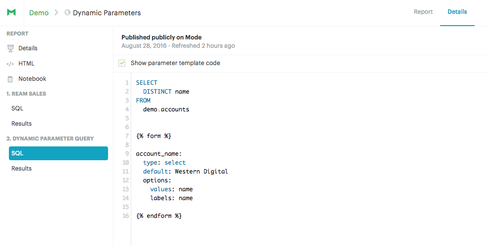 Dynamic Parameter Query Details