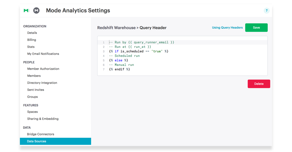 Set up a Query Header