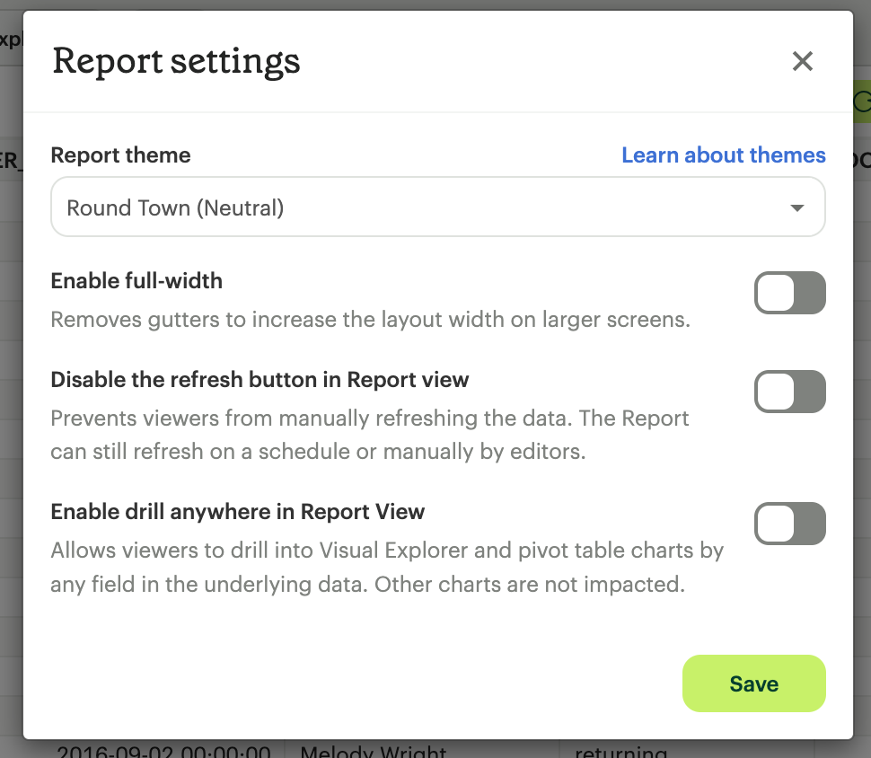Report Settings