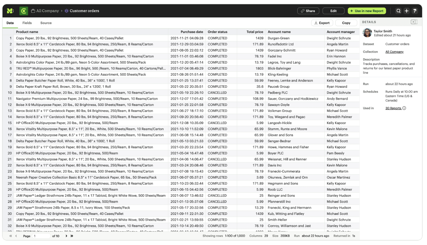 View a dataset